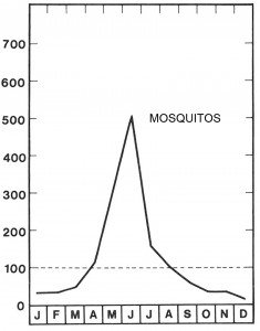 Season for biting mosquitoes